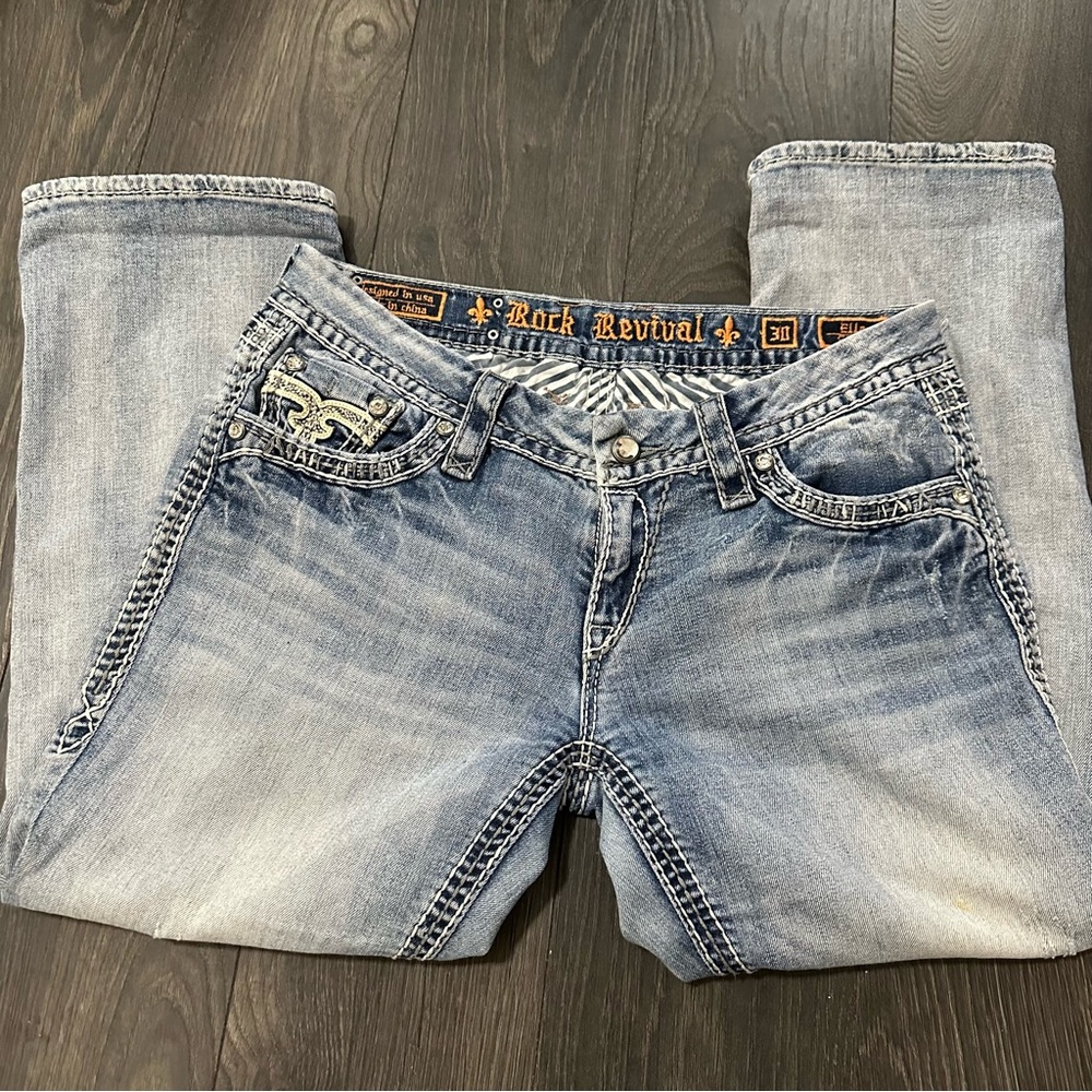 Rock Revival Faded Blue Denim Capris